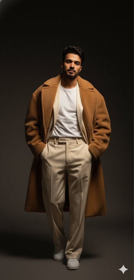 A stylish model in a studio setting